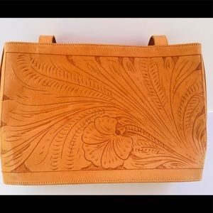 Tooled Leather Tote Force Ten Classic NWOT